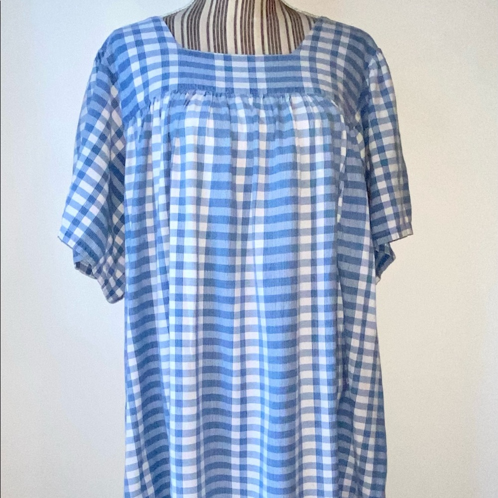 Vintage 100% cotton blue and white checkered dress